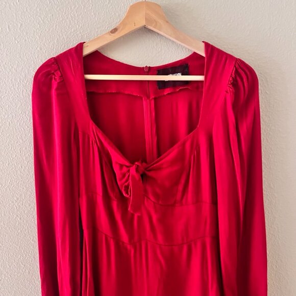 Reformation Valentine Red Sweetheart Chest Tie Mini Dress US 2 - Picture 3 of 7